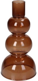 Κηροπήγιο ArteLibre Καφέ Γυαλί 8x8x16cm