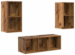 vidaXL Σετ Τηλεοπτικού Κάδου 3 pcs Παλαιό ξύλο 37 x 37 x 107 εκ