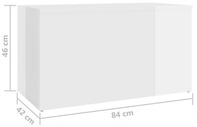 Μπαούλο Αποθήκευσης Γυαλιστερό Λευκό 84x42x46 εκ. Επεξεργ. Ξύλο - Λευκό