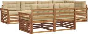 vidaXL Σειρά Καναπέ Εξωτερικού 7 τμχ. Φυσικό και Μπεζ