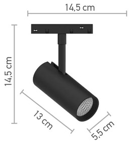 Σποτ μαγνητικής ράγας LED 10W 4000K σε μαύρη απόχρωση D:14,5cmX14,5cm (T01902-BL) - 1.5W - 20W - T01902-BL