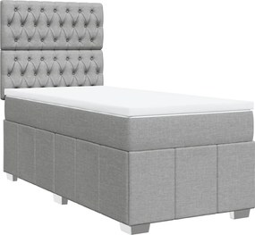 vidaXL Κρεβάτι Boxspring με Στρώμα Ανοιχτό Γκρι 80x200 εκ. Υφασμάτινο