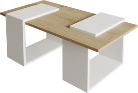 Τραπεζάκι Σαλονιού Λευκό / Sapphire Δρυς FROLOL 90x46.6x37