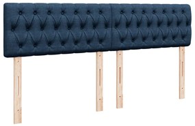 vidaXL Κρεβάτι Boxspring με Στρώμα Μπλε 200x200 εκ. Υφασμάτινο