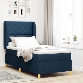 vidaXL Κρεβάτι Box Spring με Στρώμα - Μπλε - 90x190 εκ - Υφάσμα