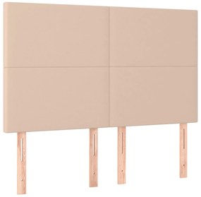 vidaXL Κρεβάτι Boxspring με Στρώμα Καπουτσίνο 140x190εκ.από Συνθ.Δέρμα