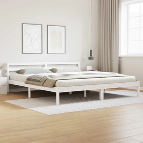 vidaXL Κρεβάτι με Κεφαλάρι Λευκό 200x220 εκ. Σταθερό Ξύλο Πεύκου