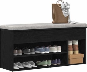 vidaXL Shoe Bench Medium Engineered Wood Μαύρη Δρυς