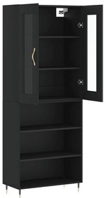 vidaXL Ντουλάπι Μαύρο 69,5x34x180 εκ. από Επεξεργασμένο Ξύλο