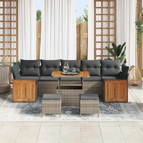 vidaXL Σετ Καναπέ Κήπου με μαξιλάρι 10 pcs Γκρι 90 x 55 x 71 cm