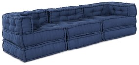 vidaXL Modular Pouffes 3 τμχ από ύφασμα Indigo