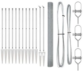 vidaXL Στύλος Περιφράξεων Ασημί 25 x 1,5 μ (12 x 12 mm πλέγμα) Ατσάλι