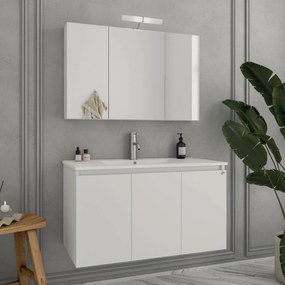Drop Verona 90 White Gloss 92x47 - Πάγκος με Νιπτήρα &amp; Κρυφοντουλαπο