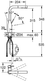Μπαταρία κουζίνας Grohe Essence New με σπιράλ-Ashmi Mat