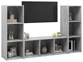 vidaXL Έπιπλα Τηλεόρασης 3 τεμ. Γκρι Σκυρ. 107x35x37 εκ. Μοριοσανίδα