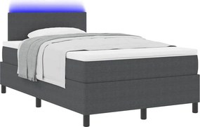 vidaXL LED Κρεβάτι με βάθρο Σκούρο Γκρι και Λευκό 120 x 200 cm