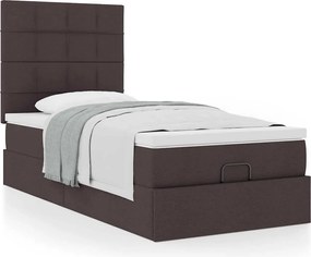 vidaXL Οθωμανικό κρεβάτι με στρώμα σκούρο καφέ 90x200cm ύφασμα
