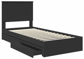 vidaXL Κρεβάτι Αποθήκης Μαύρο 75 x 190 cm Επεξεργασμένο ξύλο