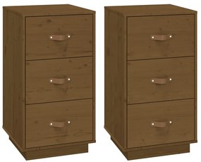 vidaXL Κομοδίνα 2 τεμ. Καφέ Μελί 40x40x75εκ. από Μασίφ Ξύλο Πεύκου