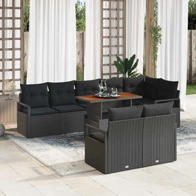 vidaXL Σετ Καναπέ Κήπου με μαξιλάρι 9 pcs Μαύρο, Καφέ 100 x 55 x 73 εκ