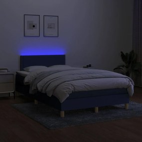 vidaXL Κρεβάτι Boxspring με Στρώμα & LED Μπλε 120x200 εκ. Υφασμάτινο