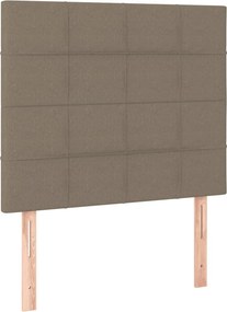 vidaXL Κρεβάτι Boxspring με Στρώμα &amp; LED Taupe 90x200 εκ. Υφασμάτινο