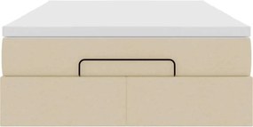 vidaXL Οθωμανικό κρεβάτι με στρώμα Creme 120x190 cm Ύφασμα