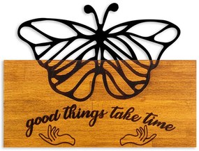 Διακοσμητικό Τοίχου Butterfly 899SKL2689 58x3x42cm Walnut-Black Wallity Μέταλλο,Ξύλο