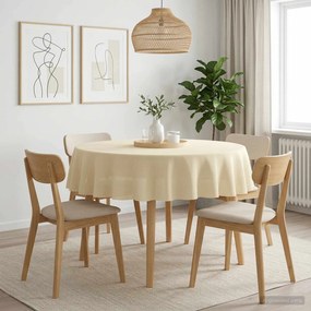 vidaXL Ύφασμα Τραπέζης 5 τμχ. Λευκό κρεμ Διάμ. 140 cm Γύρος