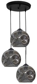 Φωτιστικό Οροφής Pop 02-0391 3/Ε27 Μπάλες Φ20cm Φ36x85cm Fume-Black Heronia Μέταλλο,Γυαλί