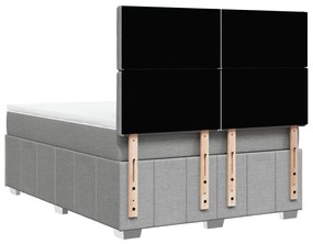 Κρεβάτι Boxspring με Στρώμα Ανοιχτό Γκρι 140x190 εκ. Υφασμάτινο - Γκρι