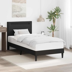 vidaXL Σκελετός Κρεβατιού Μαύρο 90 x 190 cm Τεχνητό Δέρμα