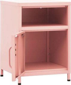 vidaXL Κομοδίνο Ροζ 35 x 35 x 51 εκ. από Ατσάλι