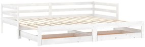 vidaXL Καναπές Κρεβάτι Συρόμενος Λευκός 2x(90x200) εκ. Ξύλο Πεύκου