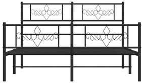 vidaXL Πλαίσιο Κρεβατιού με Κεφαλάρι&Ποδαρικό Μαύρο 140x200εκ. Μέταλλο