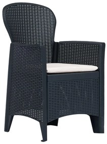 vidaXL Σετ Επίπλων Bistro 3 τεμ. Ανθρακί με Όψη Ρατάν Πλαστικό