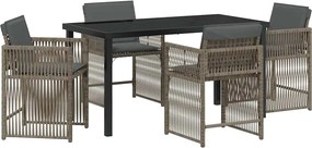 vidaXL Σέτ φαγητού για κήπο 5 pcs Γκρι συνθετικό ρατάν