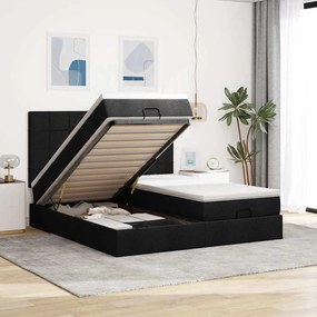 vidaXL Οθωμανικό κρεβάτι με στρώματα Μαύρο 160x200cm Ύφασμα