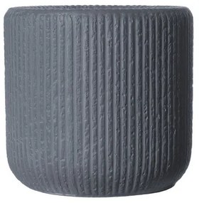 Supergreens Γλάστρα Πήλινη Στρογγυλή "Stripe" Γκρι Σκούρο S 27x27x25 εκ.