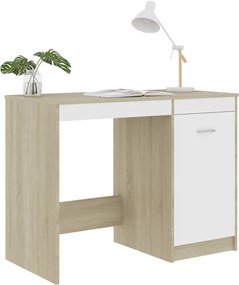 vidaXL Γραφείο Λευκό / Sonoma Δρυς 100 x 50 x 76 εκ. από Μοριοσανίδα