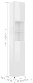 Στήλη Μπάνιου Γυαλιστερό Λευκό 32 x 25,5 x 190 εκ. Μοριοσανίδα - Λευκό