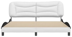 Πλαίσιο Κρεβατιού με Κεφαλάρι Λευκό/Μαύρο 180x200εκ.Συνθ. Δέρμα - Λευκό