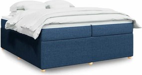 vidaXL Κρεβάτι Boxspring με Στρώμα Μπλε 200x200 εκ. Υφασμάτινο