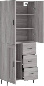 vidaXL Ντουλάπι Γκρι Sonoma 69,5 x 34 x 180 εκ. Επεξεργασμένο Ξύλο