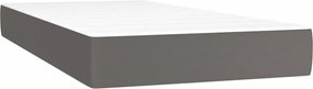 vidaXL Κρεβάτι Boxspring με Στρώμα &amp; LED Γκρι 200x200 εκ. Συνθ. Δέρμα