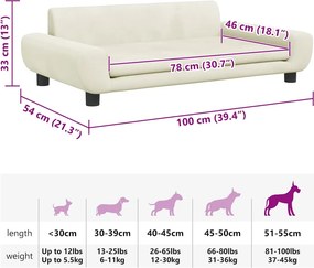 vidaXL Κρεβάτι Σκύλου Κρεμ 100 x 54 x 33 εκ. Βελούδινο
