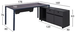 Επαγγελματικό γραφείο LYANNA C2109R Δεξιά γωνία σε Γκρί και Βέγγε απόχρωση 183x160x76Υεκ. 183x160x76 εκ.