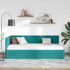 vidaXL Κρεβάτι Γωνίας με κεφαλάρι Τιρκουάζ 100 x 200 cm Βελούδο