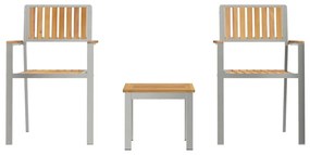 vidaXL Σέτ φαγητού για κήπο 3 pcs Καφέ Στερεό Ξύλο Τίκ