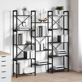 vidaXL Ράφι Βιβλίων Μαύρη δρυς 156 x 25 x 167.5 εκ Επεξεργασμένο ξύλο